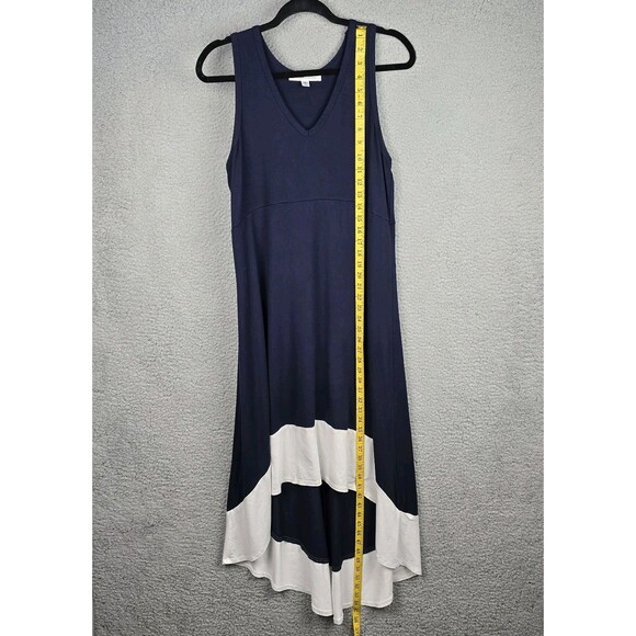 Karen Kane Tank Dress XL Blue White Colorblock Rayon Sleeveless High Low Resort - Picture 10 of 12
